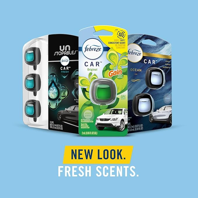 Febreze Car Air Freshener Vent Clip Berry & Bramble Scent, .06 oz. Car Vent Clip, 2 Count