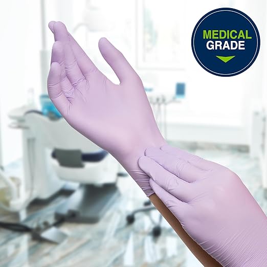 HALYARD Lavender Nitrile Exam Gloves, Powder-Free, Non-Sterile, 3.1 mil, 9.5 Inches, Lavender, Small, 52817 (Box of 250)