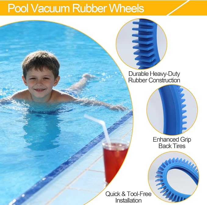 896584000-082 Pool Cleaner Replacement Back Tires for Hayward Pool Vacuum Compatible with Aquanaut, Poolvergnuegen and Phoenix, Rear Tire Kit for In-Ground Pool Vacuums (2Pcs Back Tires)