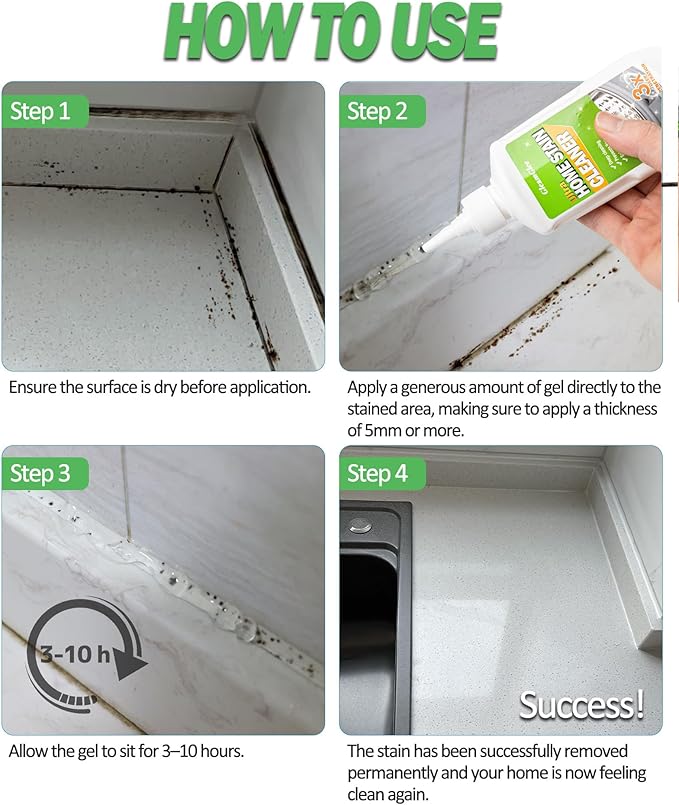 Home Remover Gel, Powerful Washing Machine Gasket Cleaner, Heavy Duty Cleaning Solution for Washing Machine, Refrigerator Strips, Bathroom Grout, Tiles, Sink, Shower - 5 Fl.Oz
