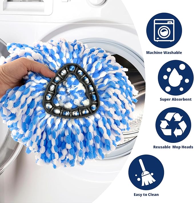 6 Pack Mop Replace Head, Mop Head Replacement, Microfiber, Machine Washable, Easy to Replace and Deep Cleaning, 313