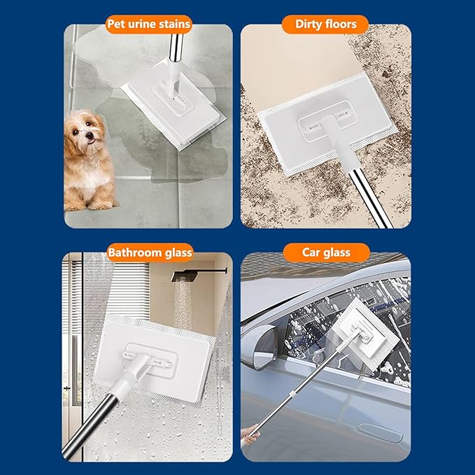 Zero Touch Mini Mop, 2026 Upgraded Lazy Mop with 4 Reusable Cloths, Wet and Dry, Detachable Press Clamp Wipes Cleaner Aid for Hardwood, Tile, Marble