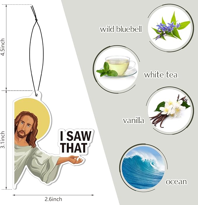 8 Pack Jesus I Saw That Car Air Fresheners Funny Hanging Air Fresheners Car for Cute Mirror Freshener Mirror Scented Hanging Accessories for Men Woman