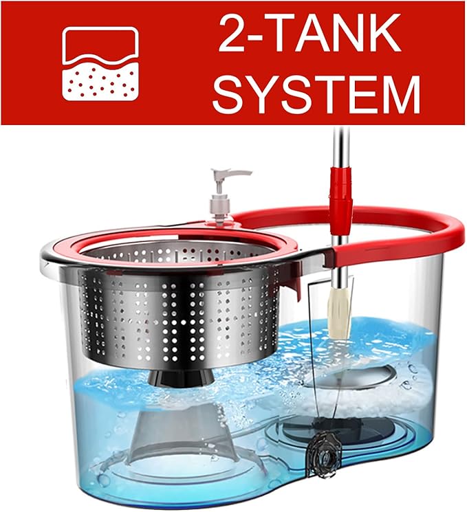 Mop and Bucket with Wringer Set Forart 360° Microfiber Spin Mop with Bucket and Three Mop Heads Self Wringing Spinning Mop Telescoping Handle Floor mop with Washing Bottle