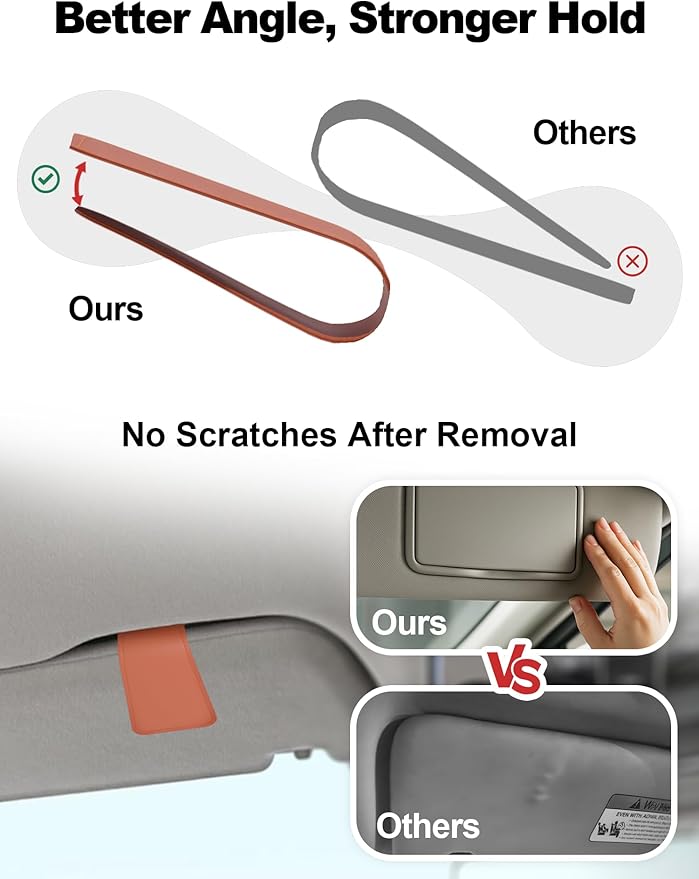 Patented Car Air Freshener Visor Clip, Compatible with Drift Air Freshener, Premium Leather, Gentle on Sun Visors, Ideal for Modern & Electric Vehicles, Orange (Clip Only)