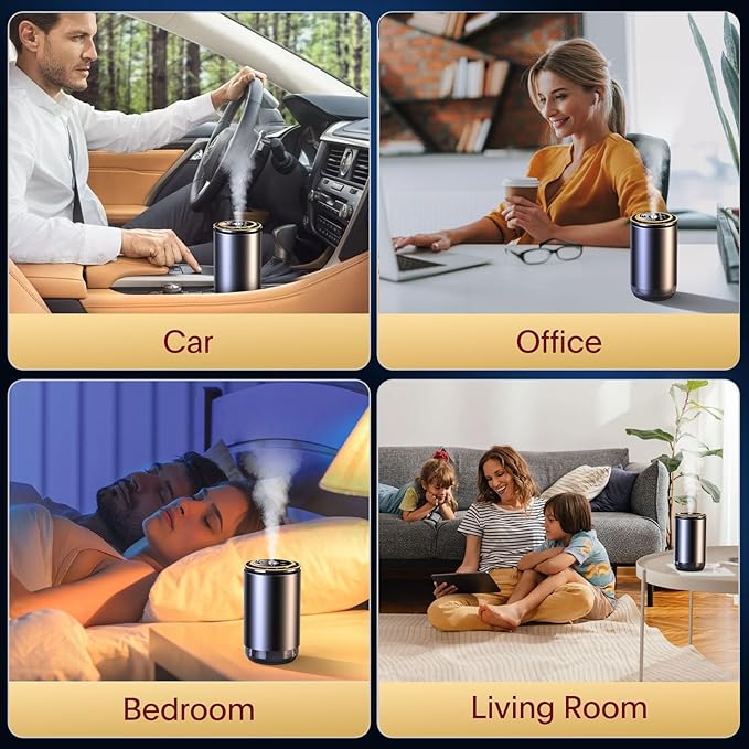 2025 Upgraded Smart Car Air Fresheners Diffuser with Starry Sky Projection Adjustable Scent, Essential Oil Diffusers for Automatic On/Off Automatic Aroma Diffuser with 50ml Car Perfume- Ocean