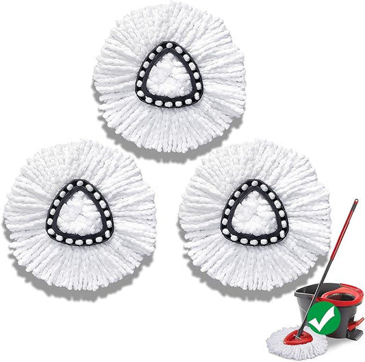 Mop Head Replacement for O-Cedar Easy Wring 1-Tank System，Exovyn Spin Mophead Replacements，Microfiber 3 Pack 360° Swivel Mop Refills，Deep Clean,Easy Cleaning，Machine Washable and Easy to Replace