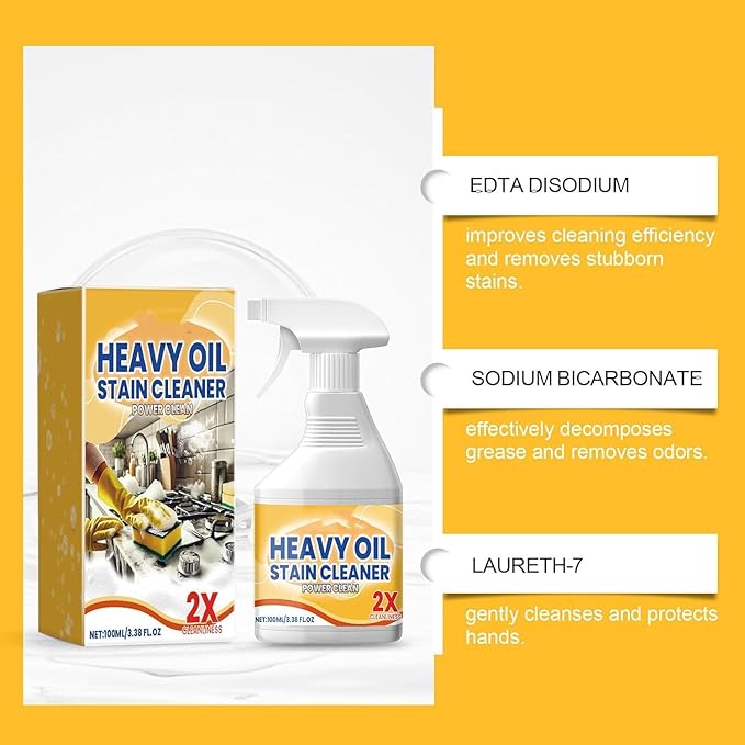 Heavy Duty Degreaser Cleaner Spray,Clean Up Kitchen Oil Stains, All Purpose Kitchen Heavy Oil Cleaning Agent, Powerful Clean Kit-chen Oi l Stains Spray, Enemy Foaming Cleaner (2, 1)