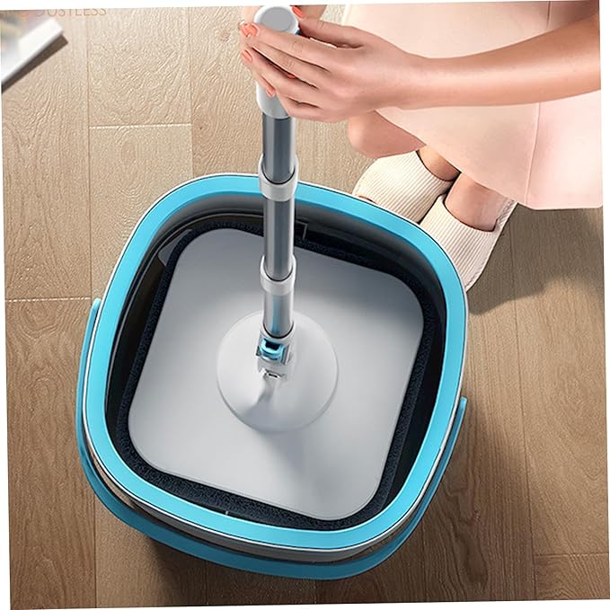 Mop and Bucket Set with Wringer, 360º Spin Mop and Bucket, 2 Microfiber Refills, Height Adjustable Handle, Kitchen Wet and Dry Use, Floor Cleaning System Spin and