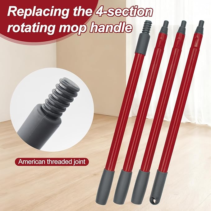 4-Section Spin Mop Handles, Mop Base for Ocedar EasyWring 1 Tank System, Mop Handle Mop Base Set for O Cedar, American Thread Joint