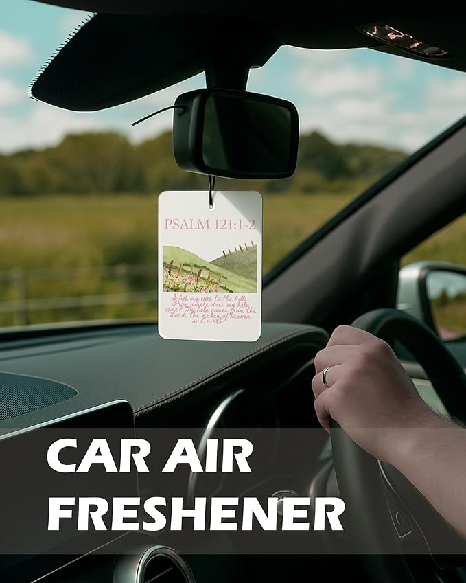 Cute Pink Christian Cologne Car Air Freshener 4 Pcs, Preppy Floral Religious Bible Verse Hanging Air Freshener for Cars Bathroom Dorm Books Decor, Pink Girly Accessories Gifts for Women Girls