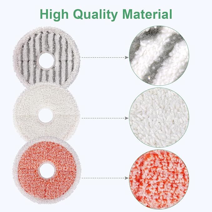 3764 Replacement Mop Pads for Bissell SpinWave: Compatible with Bissell Spinwave Spin Mop 3764，37643 Floor Mop Cleaners - 6 Heavy Scrub Pads,4 Scrubby Pads,2 Soft Pads,Washable & Reusable（12 Pack）