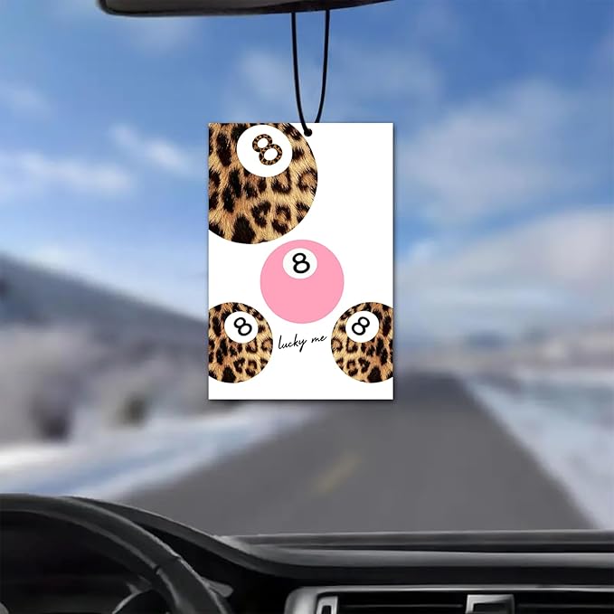 6PCS Leopard Initial R Car Air Freshener,Personalized Letter Car Accessories,Initial Gifts for Women and Men New Driver Auto Decor Rearview Mirror Hanging,Aromatherapy for Cars Interior or Locker