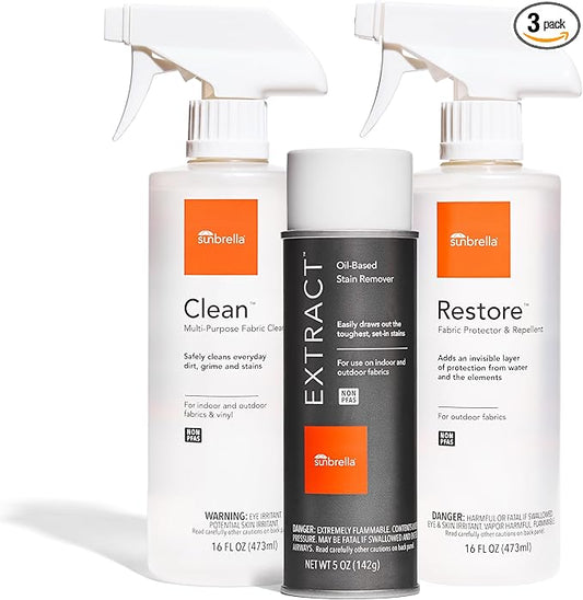 Sunbrella Total Care Kit | Clean, Protect & Restore Fabric & Upholstery | Fabric Cleaner, Stain Remover, and Protector Bundle | 16 fl oz / 5 fl oz
