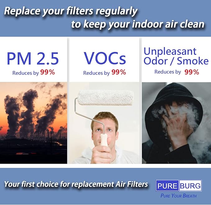 PUREBURG Replacement Filter Compatible with KMM LT-117C Handheld Car Vacuum Cleaner 9000Pa,10-Pack Washable HEPA Filter Air Clean Dust
