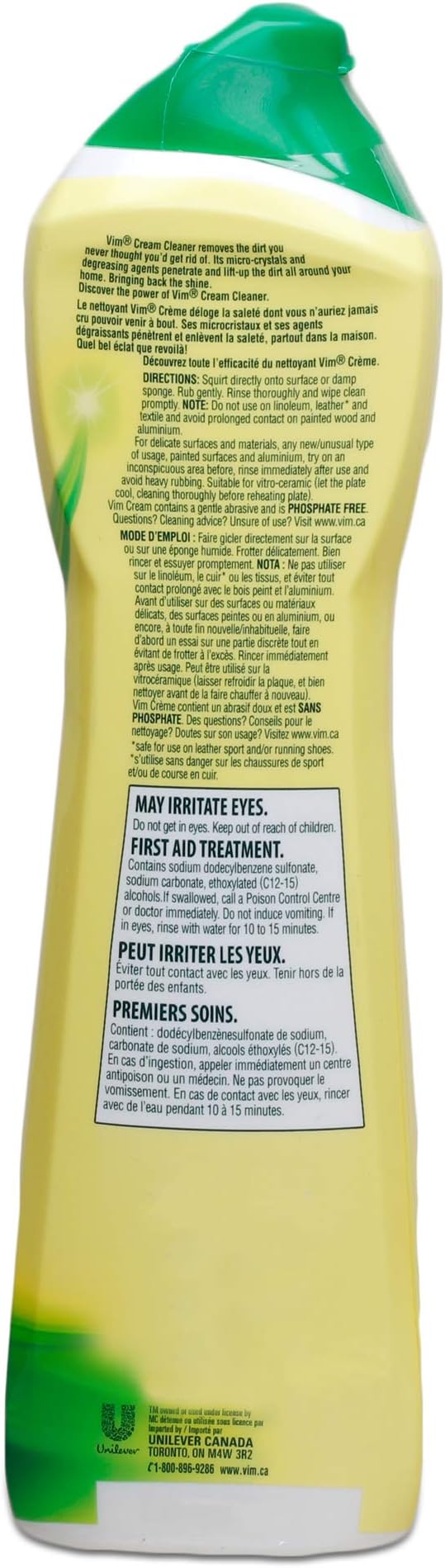 Vim (Cif) Cream Multi Purpose Cleaner with Micro Crystals, Lemon Scent - 16.9 Fl Oz / 500 mL x 2 Pack