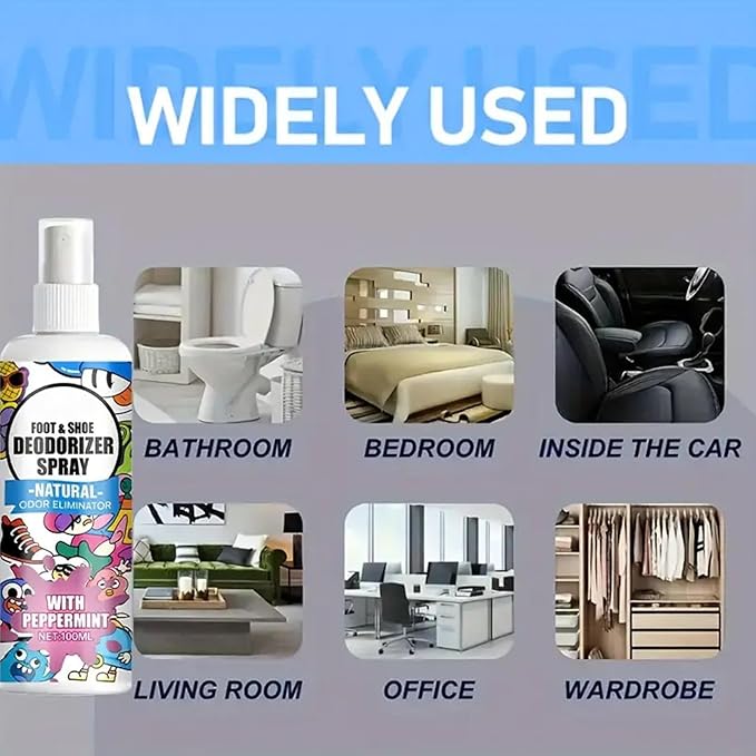 Foot Odor Freshening Spray – Shoe Deodorizer, Fast Acting Long Lasting Odor Removal Mist | Refreshing Anti Smell Formula, Easy Use Spray Design for Sneakers Boots Socks Shoes
