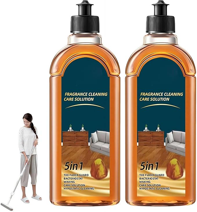 5 in 1 Floor Cleaner, Stain & Odor Remover Floor Cleaner, 2025 New Fragrance Cleaning Care Solution, Power Clean Multi-Surface Floor Cleaner for Solid Wood Floor (Brown 1pcs)