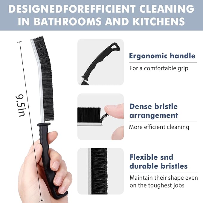 5Pcs Hard Bristle Crevice Cleaning Brush - Grout Cleaner Brush, Gap Cleaning Tools, Effective Tile Cleaning Brush for Household, Floor, Grout Lines, Tile, Flower Pots, Kitchen, Home Essentials Brush