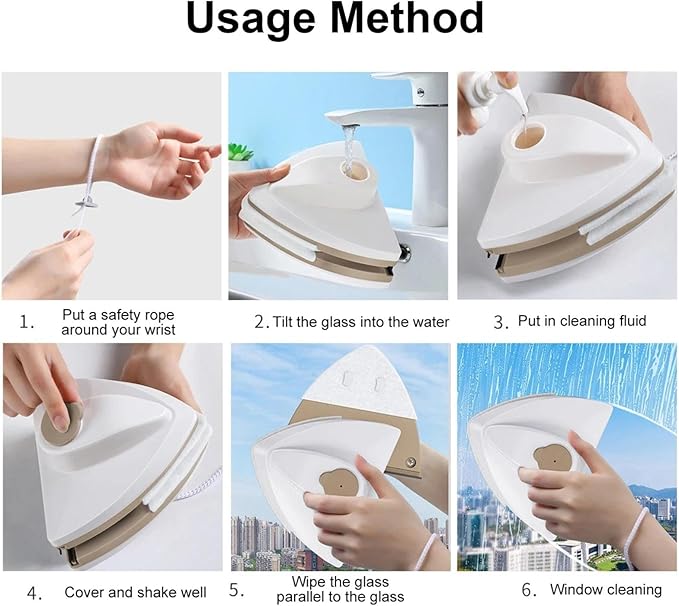 Magnetic Window Cleaner Brush Double Sided Magnetic Glass Cleaner Water Storable Glass Window Brush Cleaning Household Tools Multifunctional Double Layer Glass Cleaning