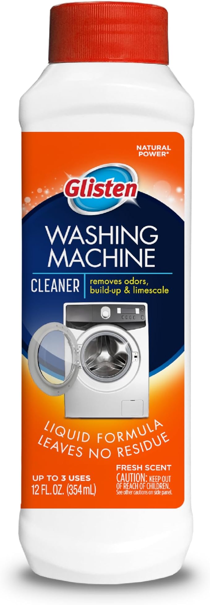 Glisten Washer Magic Washing Machine Cleaner and Deodorizer, 12 Fl. Oz. Bottle, 12fl