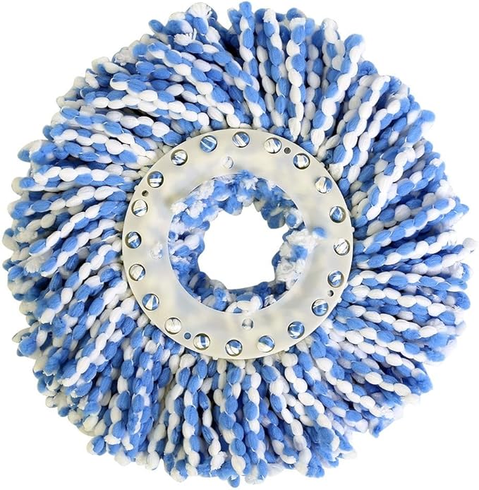 Huhushop Spin Mop Head Refills Microfiber Round Spin Mop Head Replacement for Universal Spin Mop System Perfect for Home Commercial Use (Blue+White)