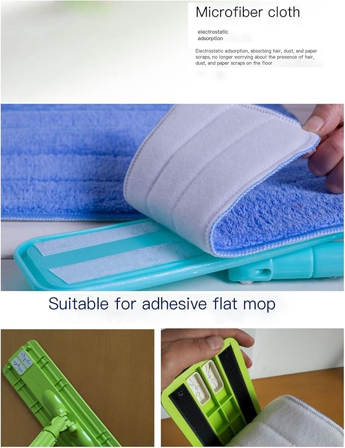 5-Pack Washable Microfiber Mop Pads, Large Size (16.5"x4.7"), Reusable Refills for Spin Mop and Flat, Applicable to Hardwood Floors(Medium)