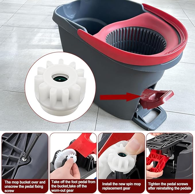 Easy Mop Pedal Bearing Replacement, Spin Mop Bucket Gear - One Way Clutch Bearing Bucket Gear Sprockets Repair Compatible with OCedar/Vilida and Most Market Rotation Mops Systems (3 Pack)
