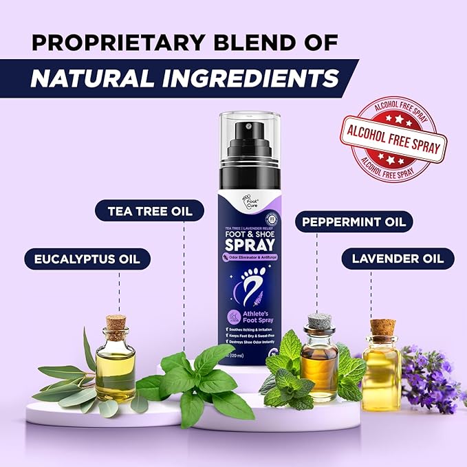 Footcure Antifungal Cream & Lavender Foot Odor Spray, Shoe Deodorizer for Smelly Feet