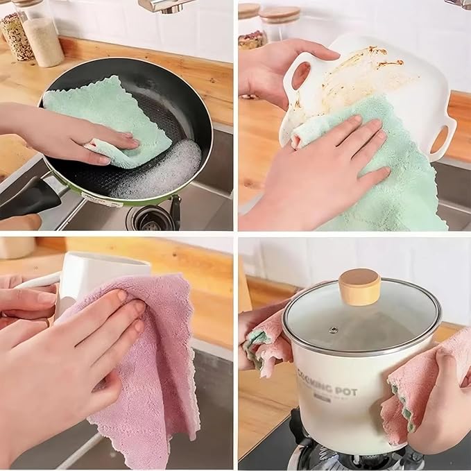Reusable Microfiber Kitchen Cleaning Cloths – Super Absorbent, Quick-Drying Dish Towels for Kitchen Car Furniture Bowl Tea. 10.6" x 6.3" Coral Velvet Dishcloths Lint-Free Machine Washable 32 Pack Rags