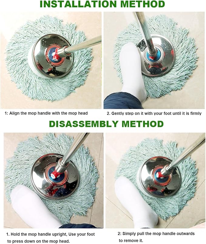 3 Pack Spin Mop Refill for Cotton Thread Mop Head Replacement, Round Cotton Compatible Mops Heads for Hardwood,Tile, Marble Floor