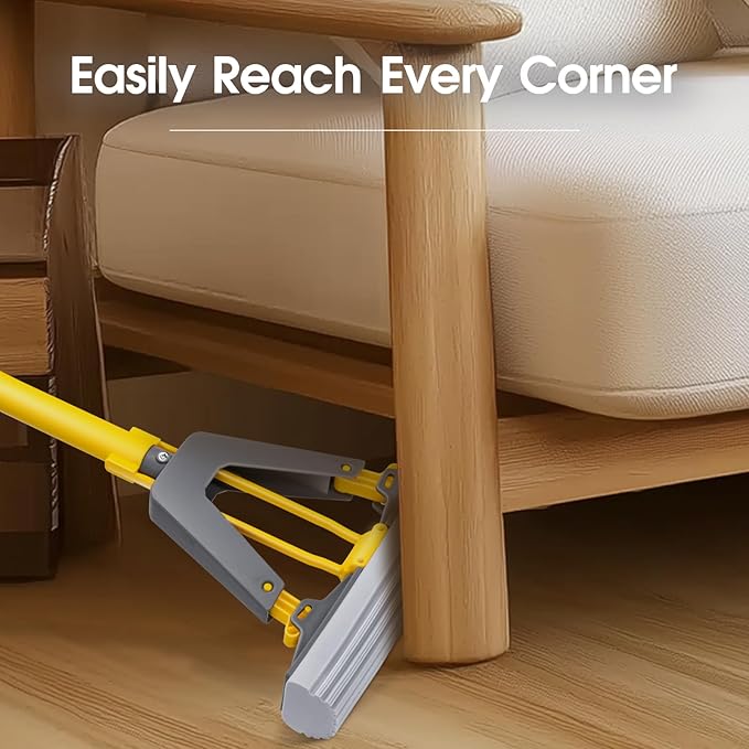 Masthome Spin Mop Bucket System with 3 Mop Pads & Sponge Mop with 3 Absorbent PVA Mop Refills for Floor Cleaning