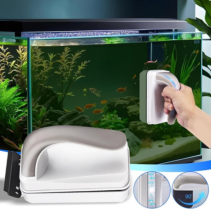 Magnetic Fish Tank Cleaner | Double Side Fish Tank Glass Cleaner Magnet - Floating Brush Anti-Scratch Scrubbing Tools for School Apartment Home