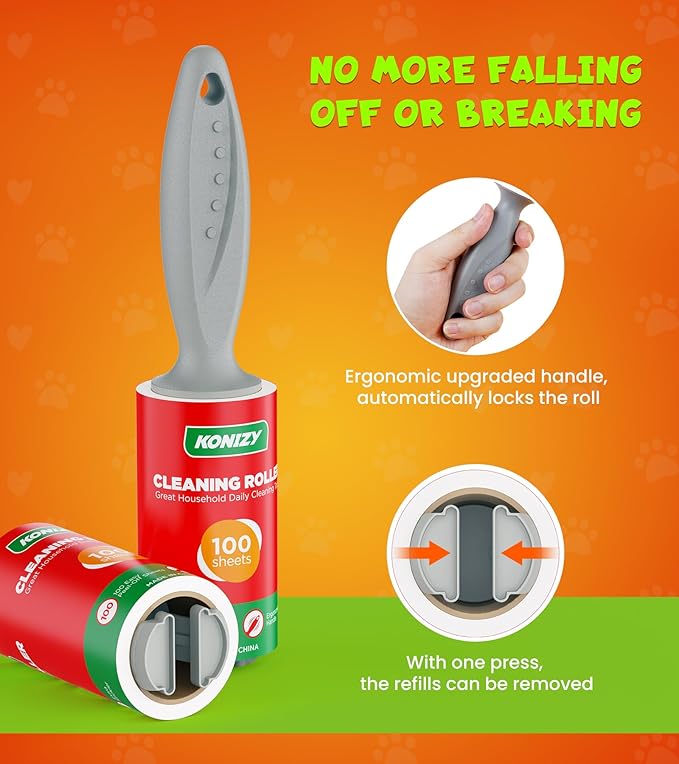 Lint Rollers for Pet Hair Extra Sticky, 500 Sheets Mega Value Set Roller with 2 Upgraded Handles, 5 Portable Lint Roller for Clothes, Furniture, Carpet, Dog & Cat Hair Remover