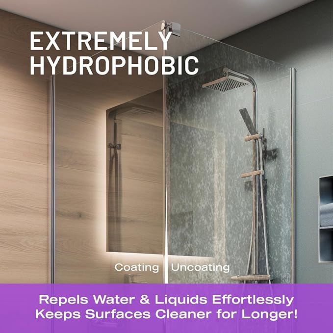 Nasiol HomeShine Glass Nano Protection, Shower Spray, Hydrophobic Spray, Shower Bathtube Cabin Stain Guard Window Water Repellent, Ceramic and Glass Surface Durable Coating