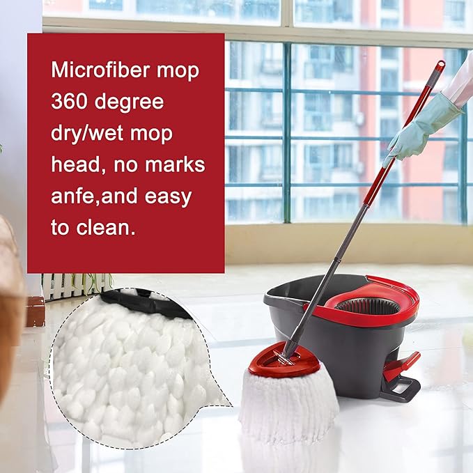 3 Pack Mop Replacement Heads Compatible with Spin Mop, Microfiber Spin Mop Refills, Easy Cleaning Mop Head Replacement