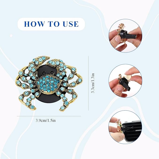 Beach Car Decor,Bling Crab Car Air Freshener Vent Clips,2pcs Coastal Blue Sea Crab Ocean Themed Decoration Accessories for Women,Refillable Diffuser