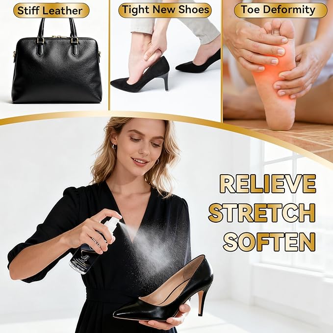 Shoe Stretch Spray, Professional Leather Softener, Used with Shoe Stretcher, Relieve Boot Pinching, for Women and Men, 6.0 FL.OZ
