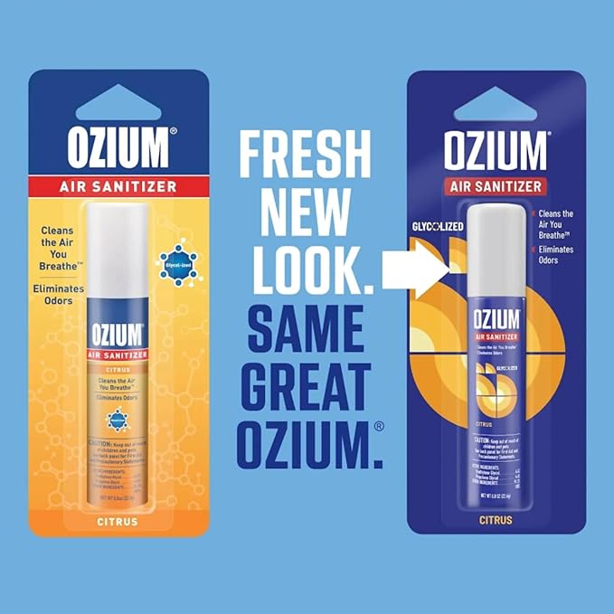 Ozium 0.8 oz. Air Sanitizer & Odor Eliminator for Homes, Cars, Offices and More, Citrus Scent, Pack of 4