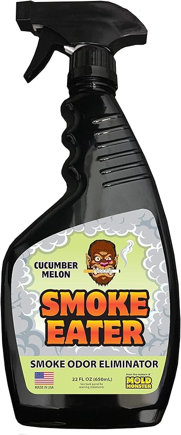Smoke Eater Odor Eliminator Spray, Cucumber Melon, 22 oz — Breaks Down Smoke Odor at the Molecular Level — Works on Fabric, Cars, Furniture — Made in USA