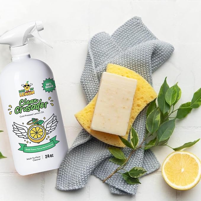Clean Crusader Cold Pressed Lemon Oil All Purpose Cleaning Spray for Kitchen, Countertops, Floors and Bathroom - 24 oz - 1 Pack