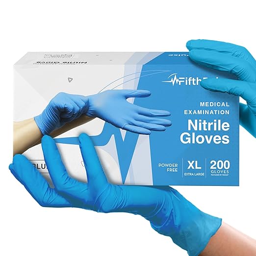 Blue Nitrile Disposable Gloves X Large, 200 Count - Latex Free Medical Gloves, Dental and Surgical Grade - Powder Free Rubber Gloves