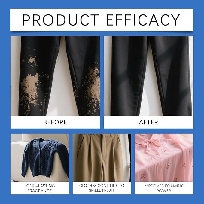 Non Ionic Emulsifier Clothing Cleaner, 10.56oz Laundry Stain Remover Spray, Clothes Oil Laundry Cleaning Remover, Strong Decontamination for Grease/Oil/Food Stains on Clothes & Shoes (1Pcs)