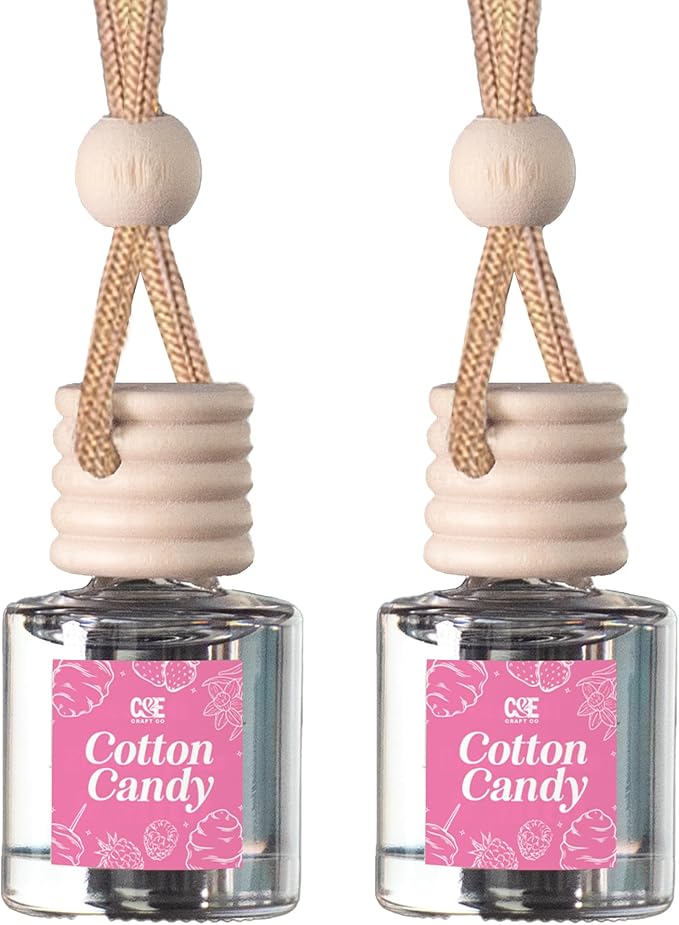 CANDECraftCo Car Air Hanging Fragrance Oil, Car Auto Freshener for Essential Oils, Scents Fragrance Aromatherapy Automobile Diffuser, Long Lasting (Cotton Candy)