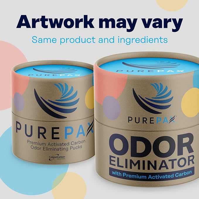 PUREPAX Odor Eliminator For Small Spaces - Premium Activated Carbon Charcoal Unscented 3 Count (Pack of 2) - Strong Odor Remover for Shoes, Fridge, Diaper Pail, Closet, Drawers, Car, Locker, Gym Bag