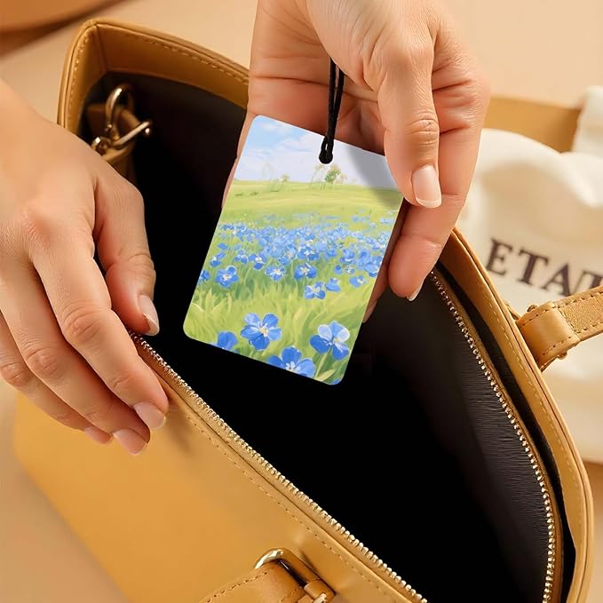 Landscape - Themed Car Air Freshener 4 Pcs, Oil Painting - Style Scenery Hanging Air Freshener for Cars Closet Drawer Books, Car Accessories Mirror Decor for Nature Lovers.