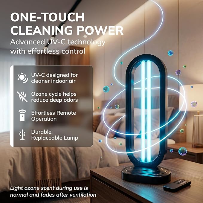 Swissklip Swissker HaloUV, Mold Remover, Home Disinfection Device, Dust Mites Remover, UV Light Sanitizer, Ultraviolet Sanitizer for Home, Room & Kitchen, Ultraviolet Light with 4 Speed Timings