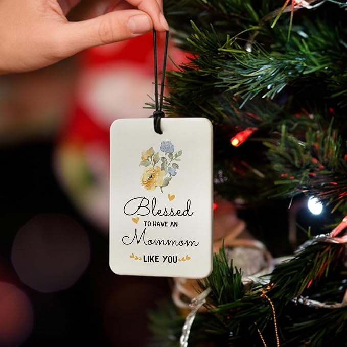 Mommom Grandma Gifts Car Air Freshener Hanging 3 Pack, Blessed to Have An Mommom Car Accessories Gifts for Grandma Christmas Women,Rustic Floral Scent Card Lavender for Closet Bathroom Decor