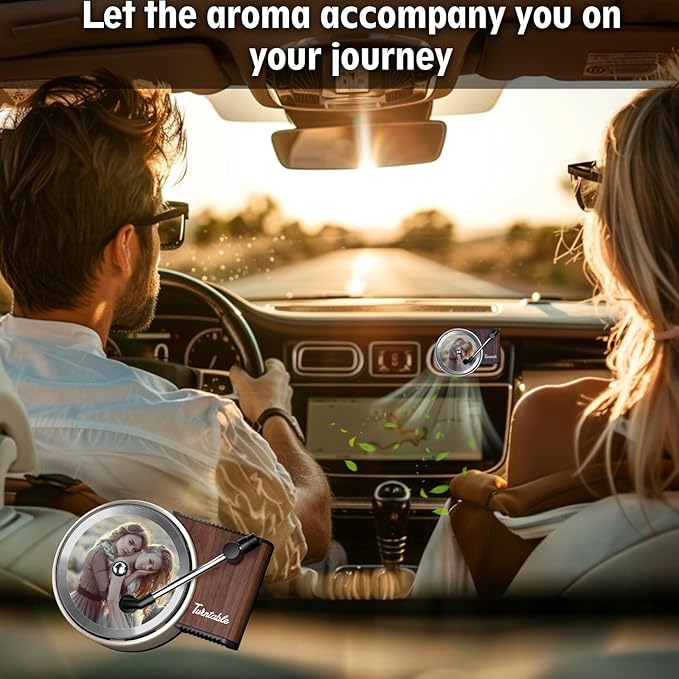 WOCOCN Customized Photo Car Air Freshener, Double-Sided Record Player Design, Unique Turntable Vinyl Shape,Meaning Gifts for Dad, Mom, Friends, Colleagues（9pcs）