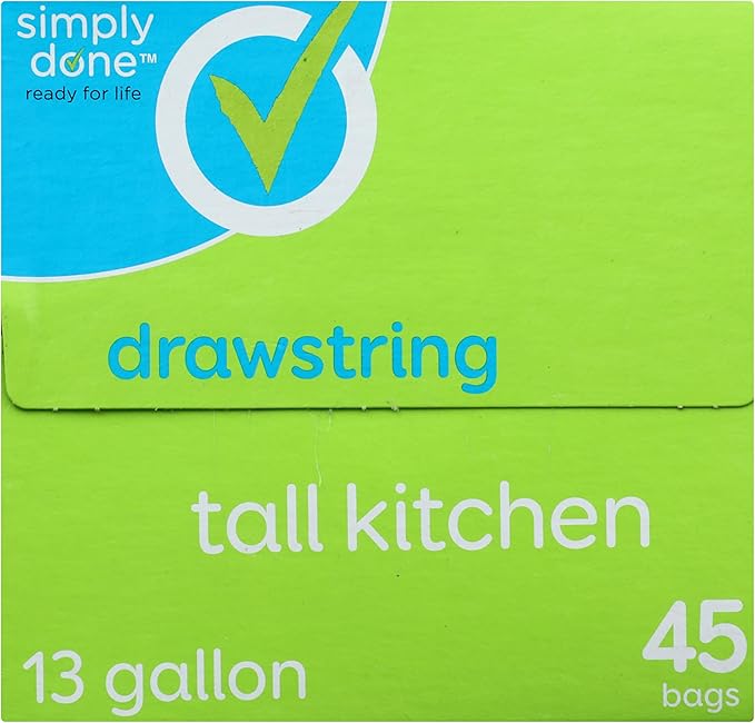 Tall Kitchen Bags, Drawstring, 13 Gallon, 45 Count
